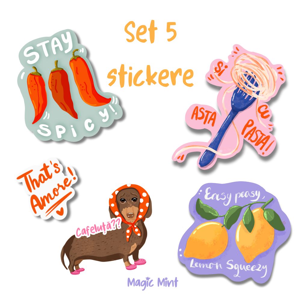 set 5 stickere