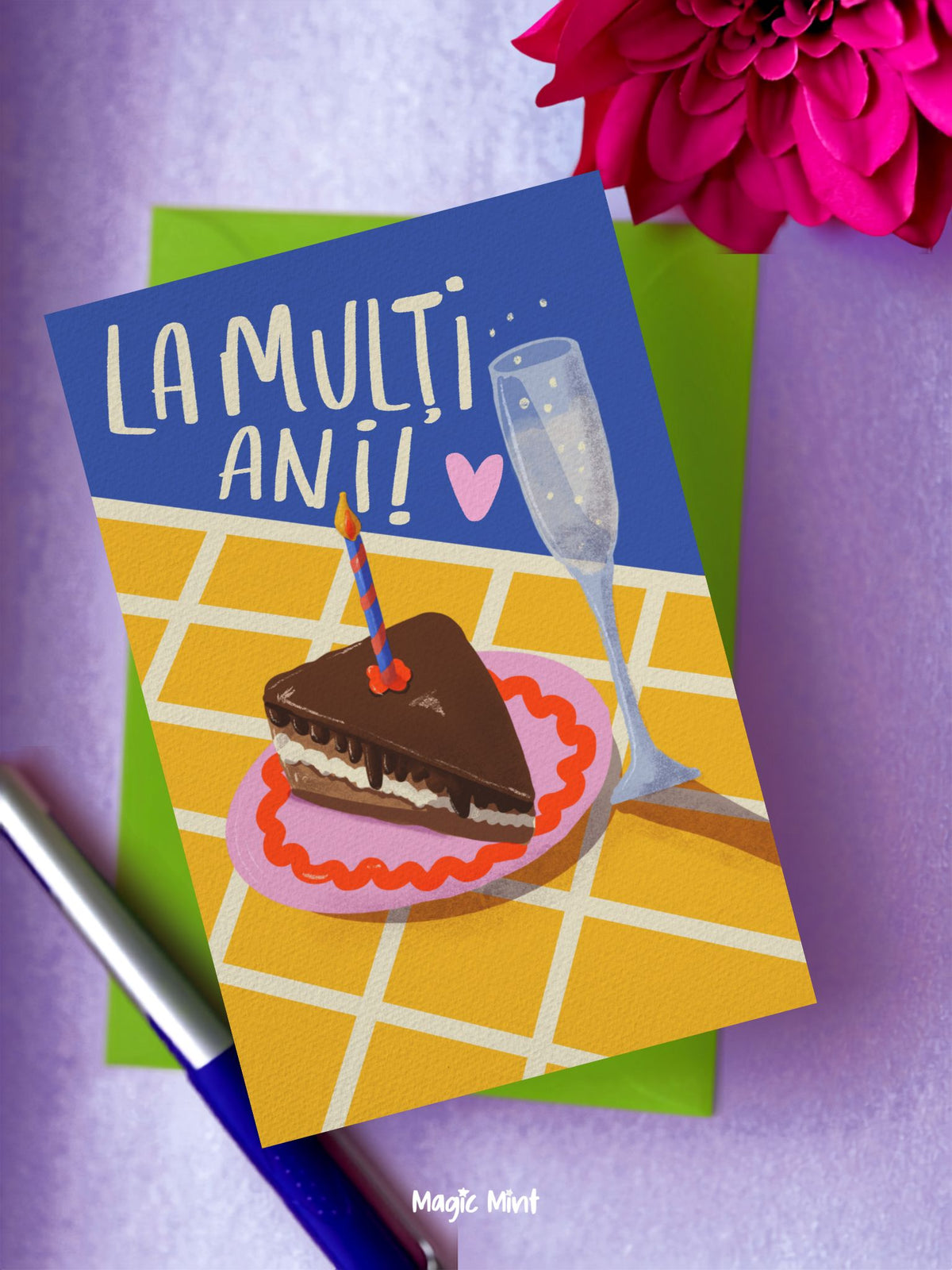 Felicitare zi de naștere felie de tort (cu plic)