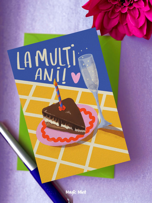Felicitare zi de naștere felie de tort (cu plic)