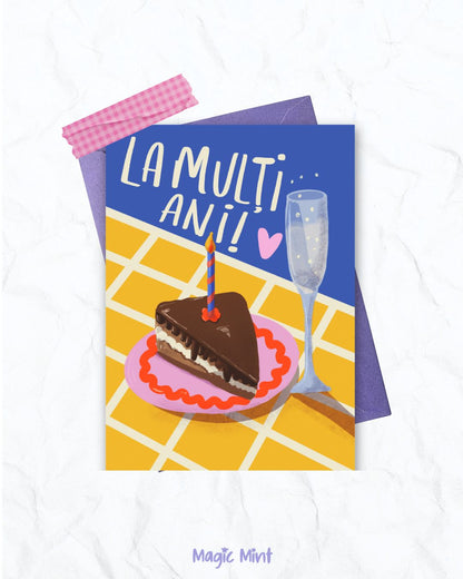 Felicitare zi de naștere felie de tort (cu plic)