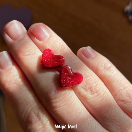 Cercei Valentine’s Day roșii cu sclipici